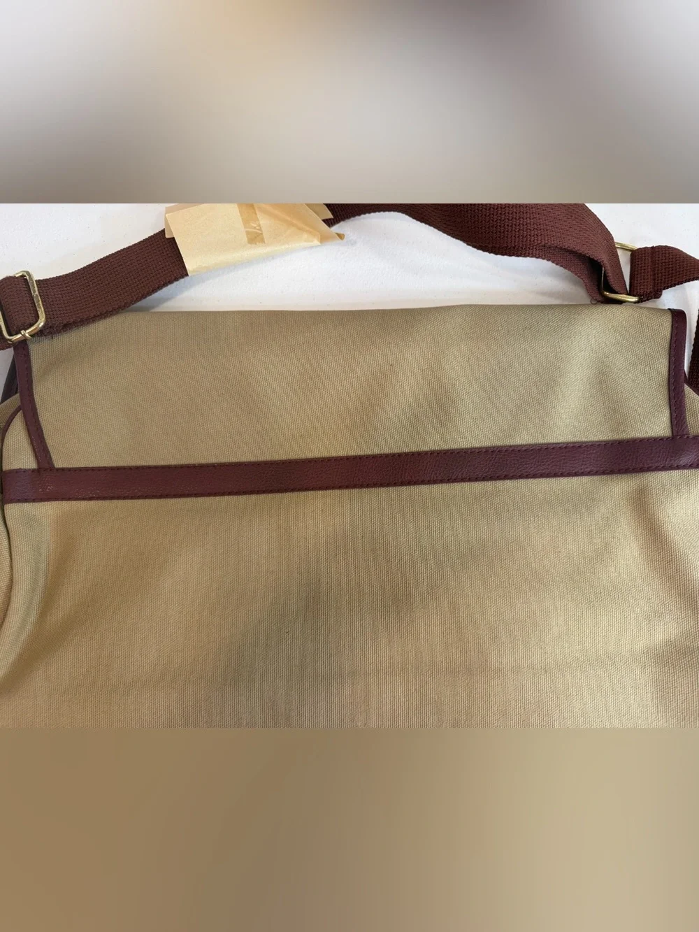Vintage Ralph Lauren Beige & Brown Leather Messenger Bag Shoulder 1978